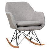 Upholstered Rocking Arm Chair with Solid Steel Wood Leg-Gray