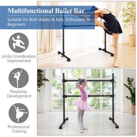 Barra doble de ballet de 4 pies con altura ajustable