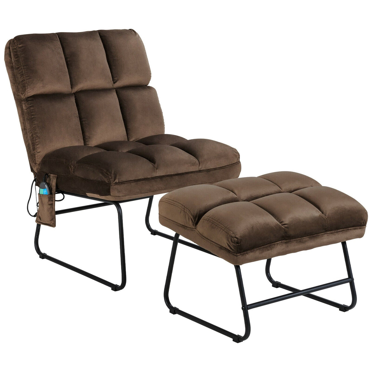 Sillones reclinables de masaje de terciopelo con control remoto y bolsillo lateral