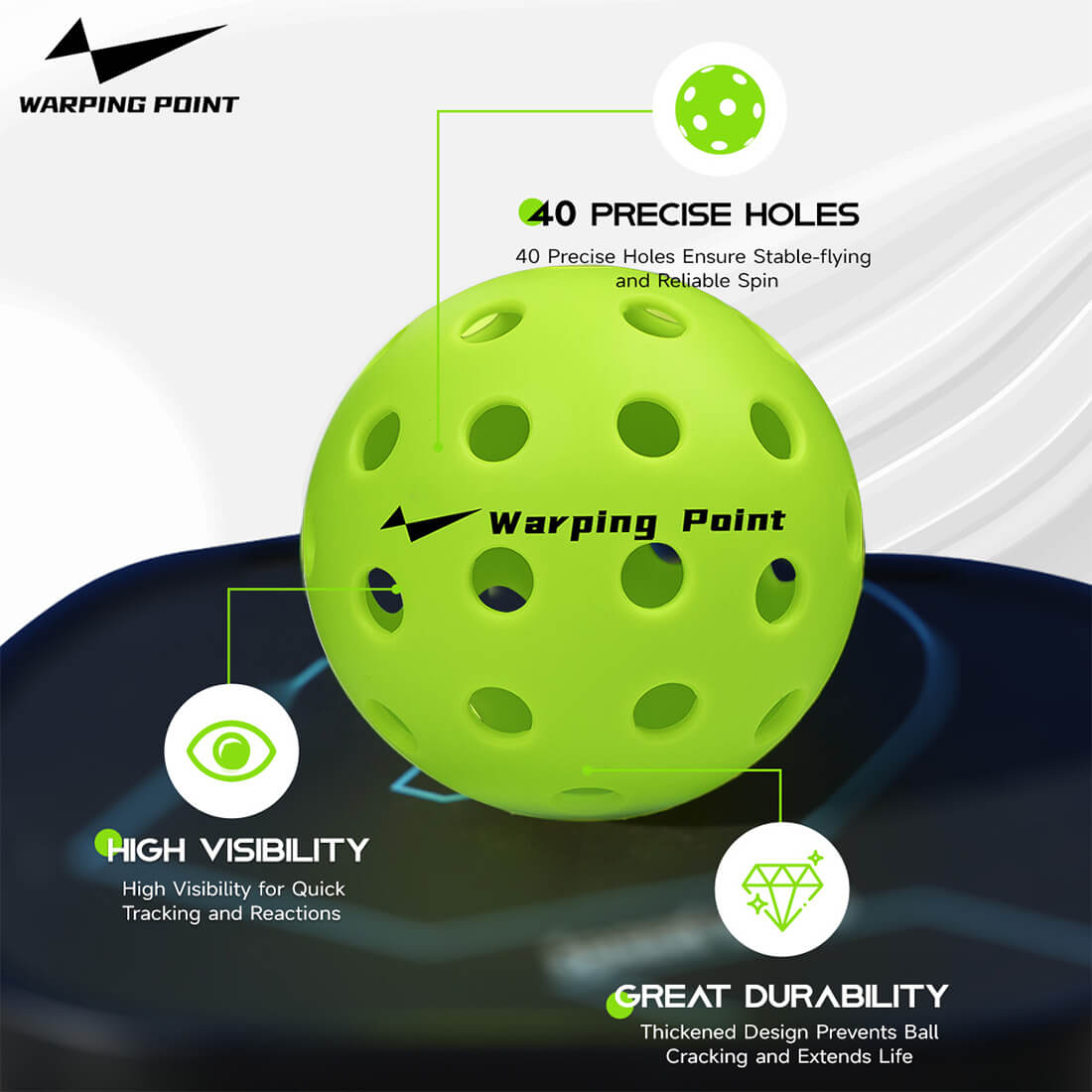 Pelotas de pickleball para exteriores - Verdes