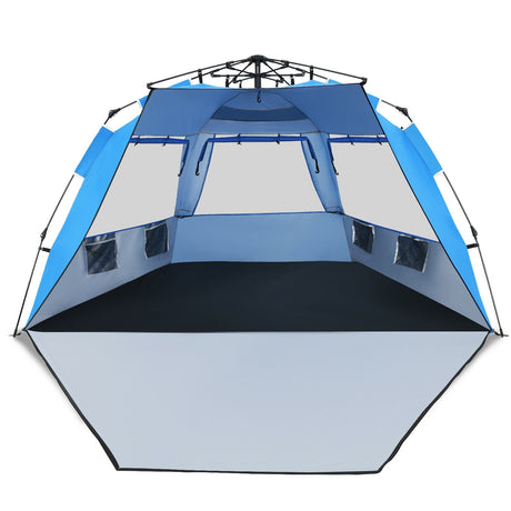 Carpa de playa desplegable fácil para 3-4 personas UPF 50+ Refugio solar portátil
