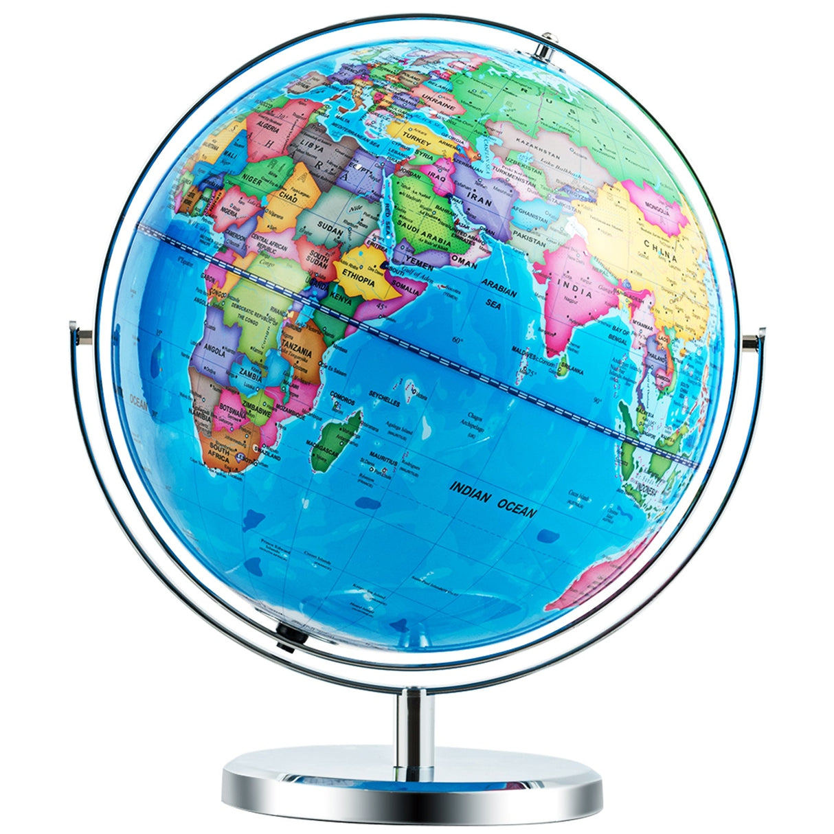 Globo terráqueo iluminado de 13 pulgadas, mapa giratorio 720° con luz LED