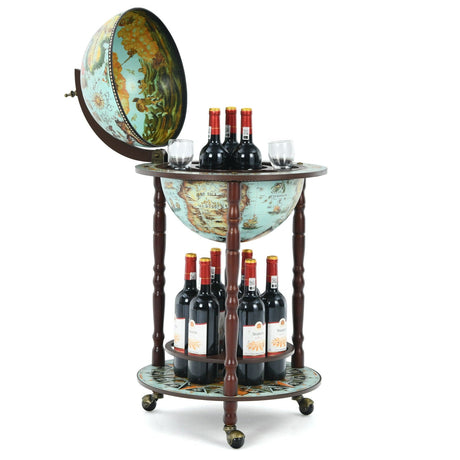 Minibar de globo de 17 pulgadas con mapa italiano del siglo XVI, carro estantería para botellas de licor