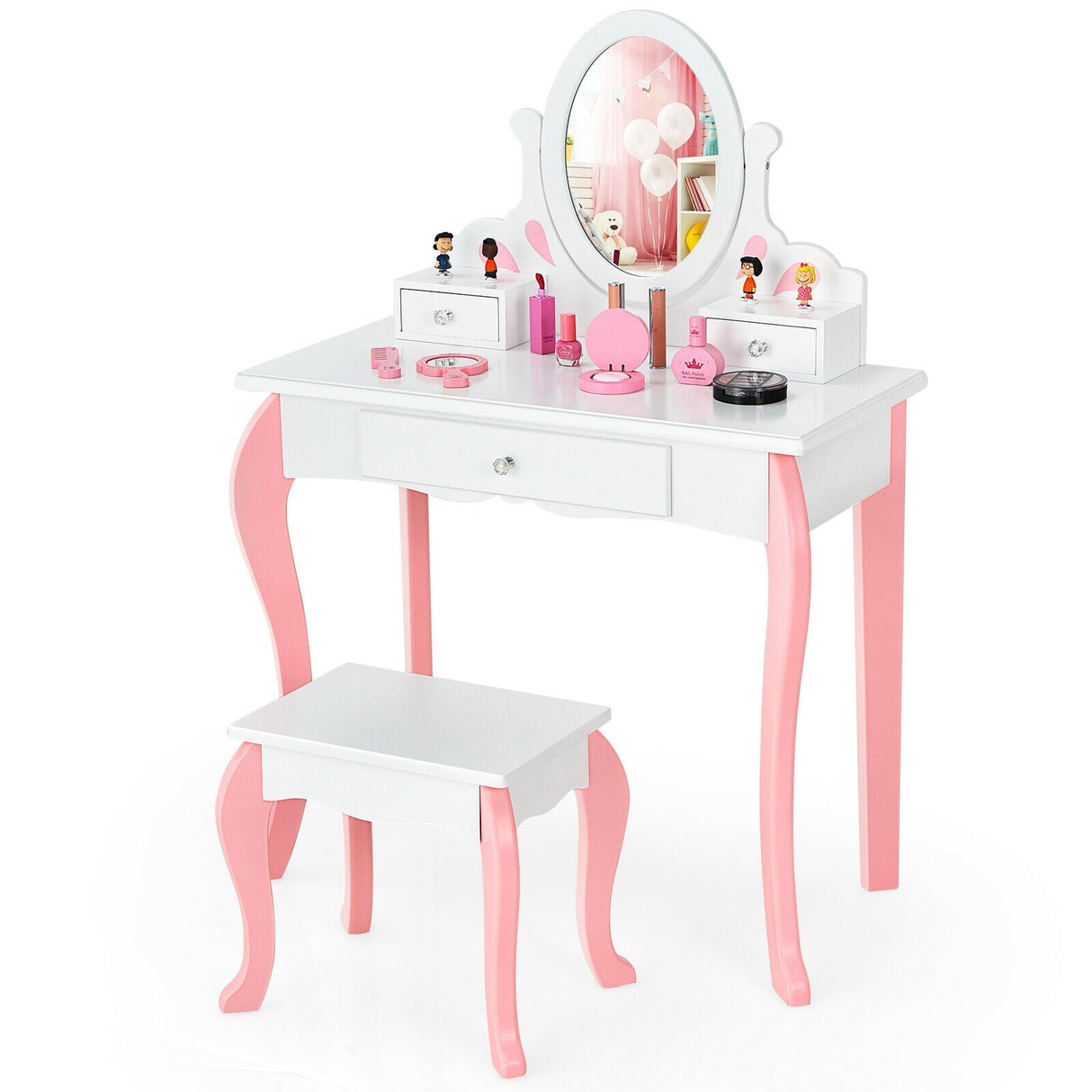 Juego de Tocador de Princesa para Niñas con Espejo y Cajón