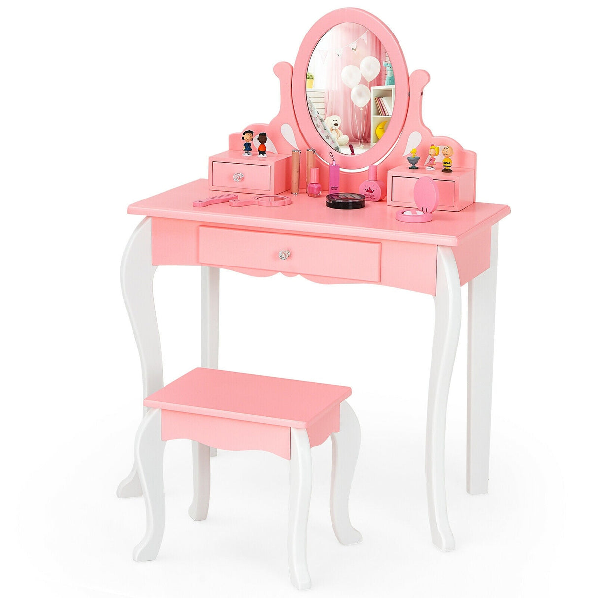 Juego de Tocador de Princesa para Niñas con Espejo y Cajón