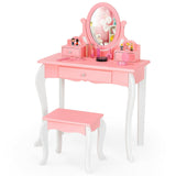 Juego de Tocador de Princesa para Niñas con Espejo y Cajón