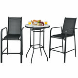 Juego de 3 taburetes de mesa de bar para patio exterior