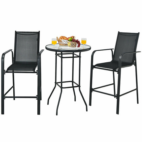 Juego de 3 taburetes de mesa de bar para patio exterior