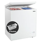 Congelador horizontal de 5.2 pies cúbicos Refrigerador de una puerta vertical con 3 canastas - Blanco
