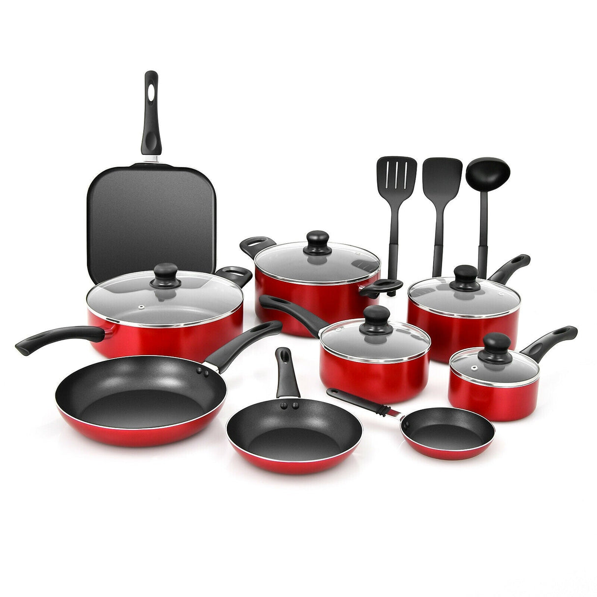 Juego de ollas y sartenes de cocina antiadherentes anodizado duro de 17 piezas