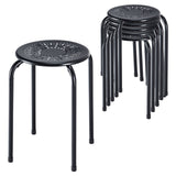 6-Pack Stackable Multifunctional Daisy Design Backless Round Metal Stool Set
