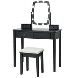 Vanity Table Set with Lighted Mirror for Bedroom and Dressing Room