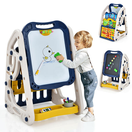Caballete de arte 3 en 1 para niños Caballete de mesa de doble cara con accesorios de arte