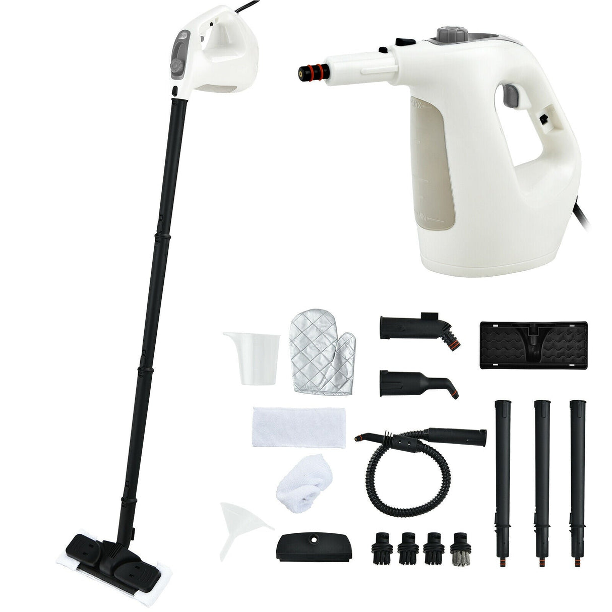 Limpiador a vapor a presión multiusos de 1400 W con 17 accesorios