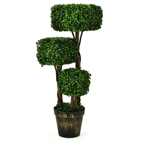 Árbol topiario artificial de boj de 36 pulgadas con protección UV para interiores y exteriores