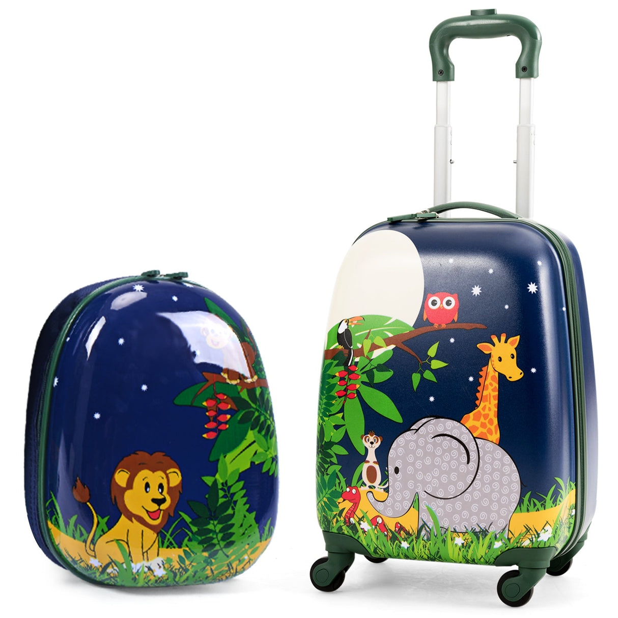 Juego de equipaje escolar de 2 piezas de 12 y 16 pulgadas con ruedas para niños - Elefante
