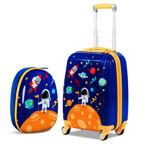 Juego de equipaje de 2 piezas para niños, maleta con ruedas y mochila - Rosa