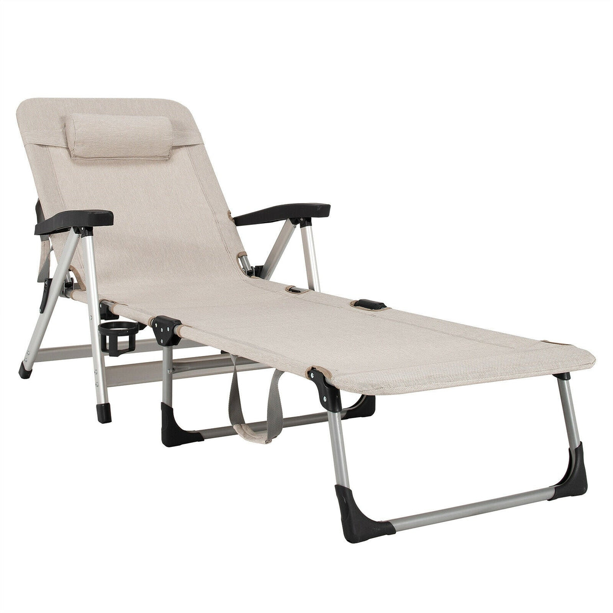 Tumbona Plegable de Playa con 7 Posiciones Ajustables