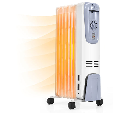 Radiador de aceite de 1500W con termostato y 4 ruedas inferiores