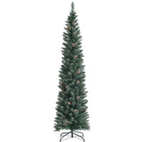 Snowy Artificial Pencil Christmas Tree with Pine Cones
