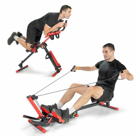 Máquina de remo plegable 4 en 1 con panel de control para gimnasio en casa