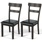 Juego de 2 sillas de comedor con estructura de madera de caucho y asiento tapizado de piel sintética