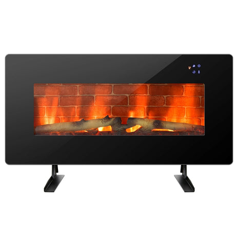 Chimenea eléctrica de 36 pulgadas de montaje en pared o independiente con control remoto - Negra