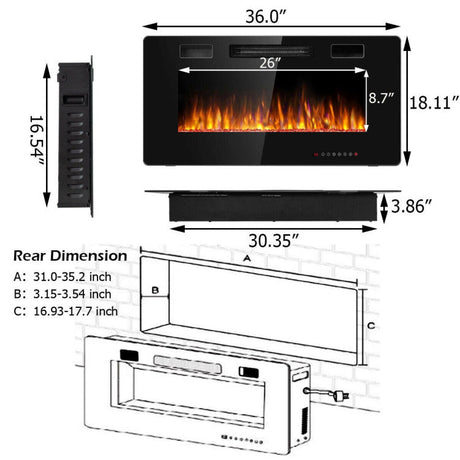 Chimenea de pared delgada de 36"