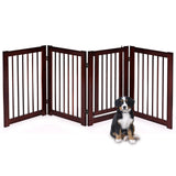 30 Inch Tall 4-Panel Freestanding Pet Gate Wooden Dog Fence