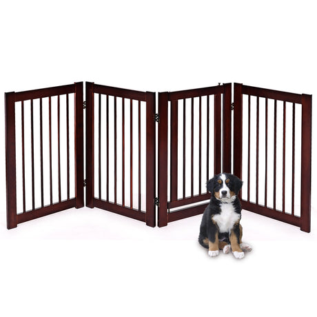 Valla de madera de 4 paneles para perros, de 76 cm de altura, independiente