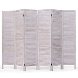 6 Panels Classic Venetian Wooden Slat Room Screen-White