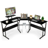 Mesa de escritorio para ordenador en forma de L reversible de 88,5 pulgadas con soporte para monitor
