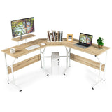 Mesa de escritorio para ordenador en forma de L reversible de 88,5 pulgadas con soporte para monitor