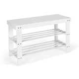 3 Tier Bamboo Bench Storage Shoe Shelf-Natural