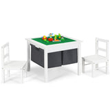 Juego de mesa de actividades 2 en 1 para niños y 2 sillas con mesa de bloques de construcción con almacenamiento