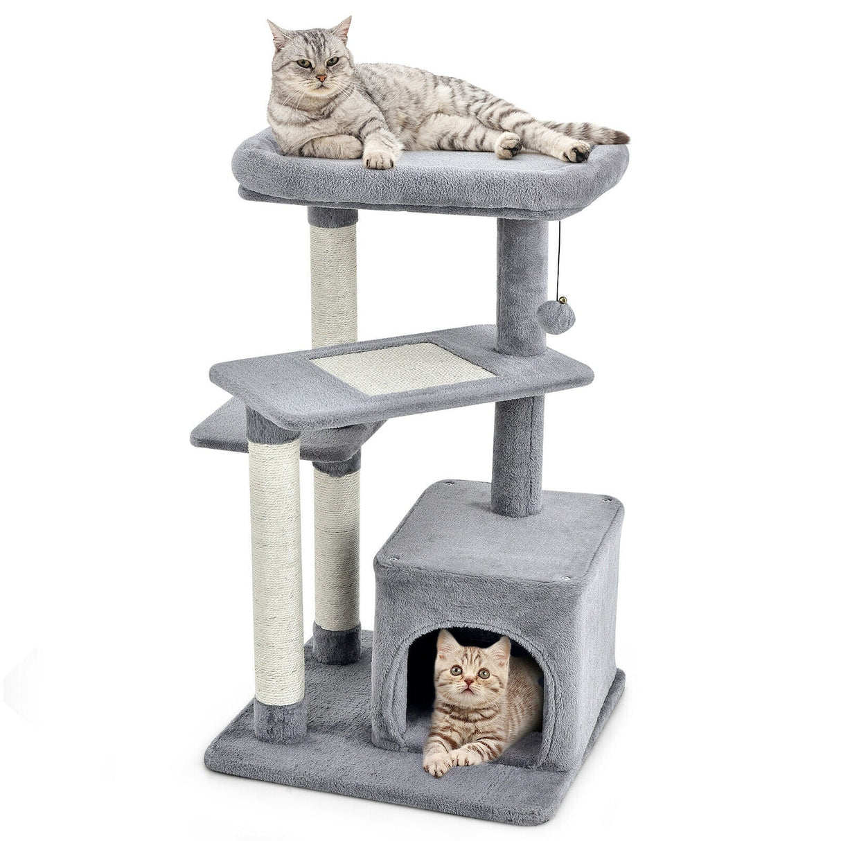 Árbol para gatos con percha y pelota colgante para juego y descanso en interiores