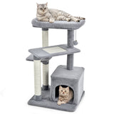 Árbol para gatos con percha y pelota colgante para juego y descanso en interiores