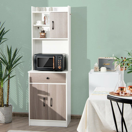 Alacena de cocina de 3 puertas y 71 pulgadas con despensa, bufé, almacenamiento y estante ajustable