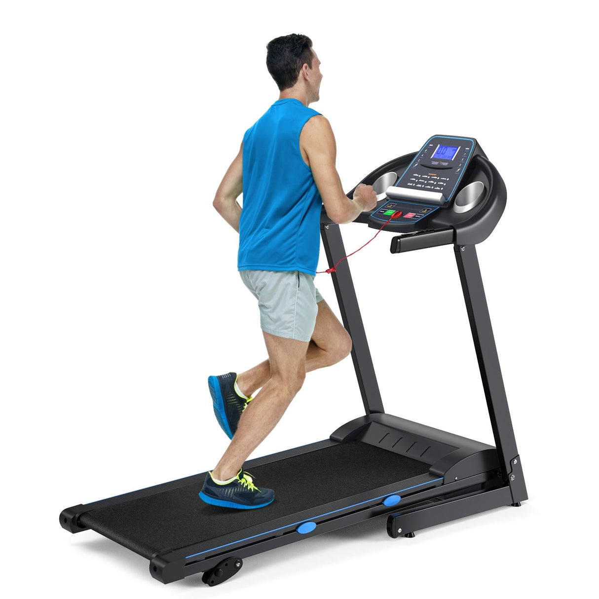 Cinta de correr eléctrica motorizada plegable de 2.25 HP con pantalla LCD retroiluminada azul