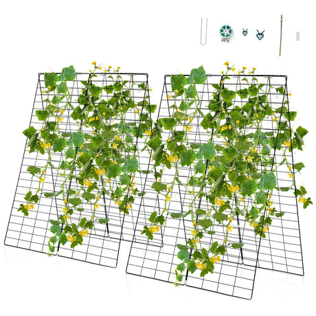 2 Piezas de Soportes Plegables en A para Plantas con Bridas de Alambre - Verde