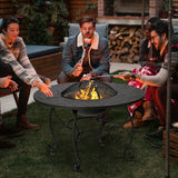 Mesa de comedor con brasero de patio de 35.5 pies con parrilla para barbacoa