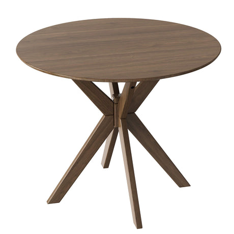 Mesa de comedor redonda de madera de 36 pulgadas con base de pedestal entrelazada