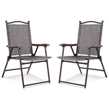 Set of 2 Patio Folding Sling Back Camping Deck Chairs