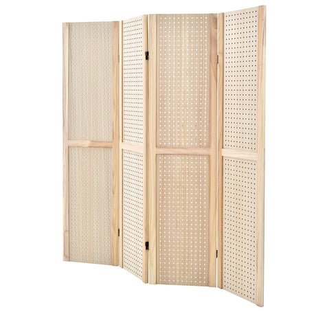 Expositor de pegboard de 4 paneles, 1,5 m de altura, pantalla plegable para manualidades, organizado