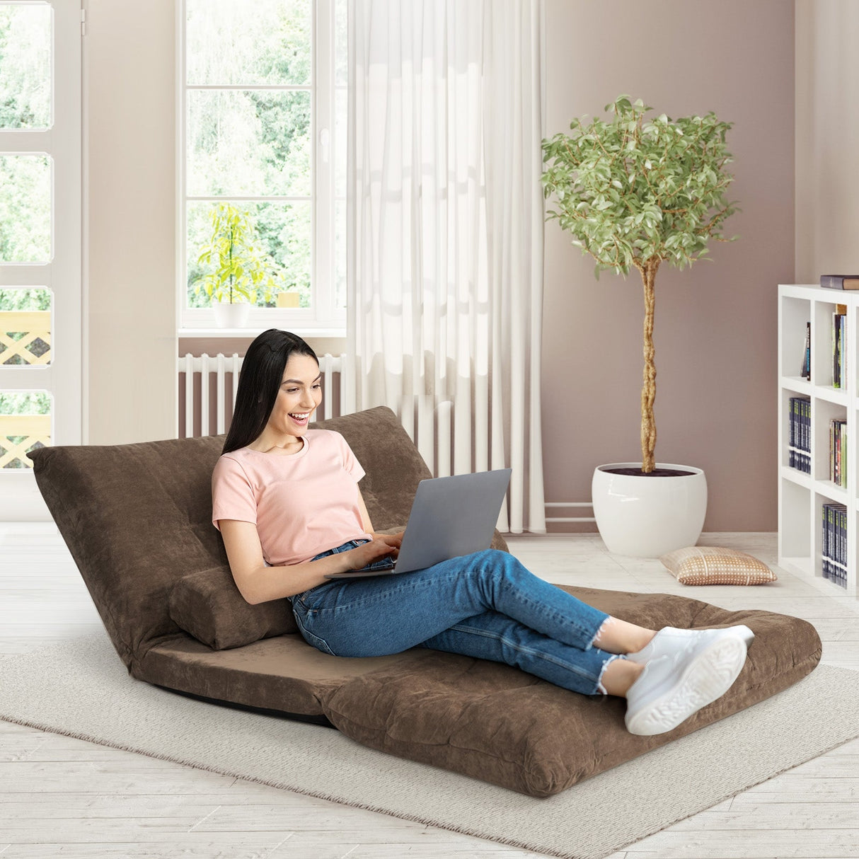 Sofá cama reclinable de 6 posiciones con 2 almohadas