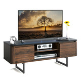 Mueble de TV de madera con armarios de almacenamiento de 2 puertas para televisores de hasta 55 pulgadas