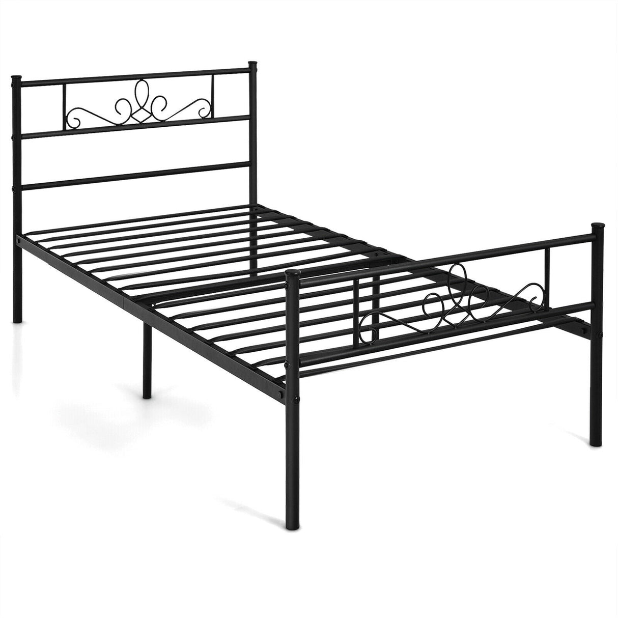 Estructura de cama de metal individual/matrimonial/Queen con cabecera y piecera