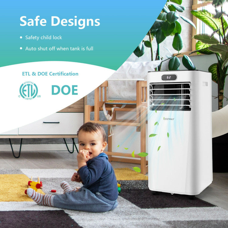 Acondicionador de aire portátil 3 en 1 de 8000 BTU con control remoto