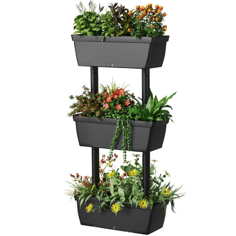 Soporte vertical de 3 niveles para plantas, de pie, para jardinería y cultivo