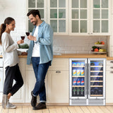 Enfriador de vino y bebidas de doble zona de 24 pulgadas - Plateado